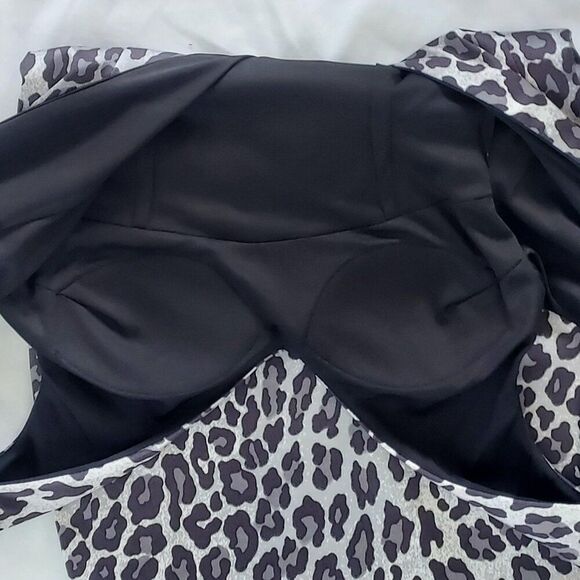 Cache Women's Leopard Animal Print Dress - Size 0 Silver/Black - Picture 10 of 12
